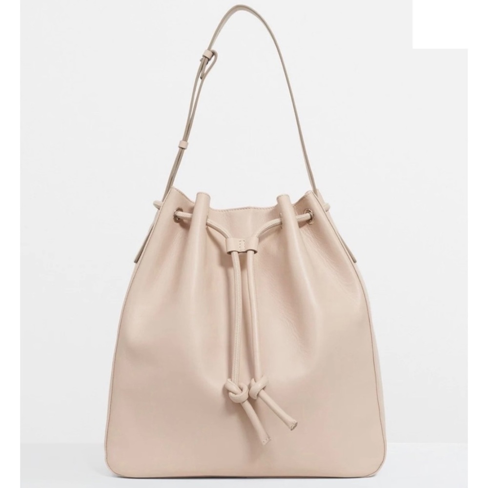 NWOT: Theory Large Nappa Bucket Bag - Malt [Beige] & Dust Bag